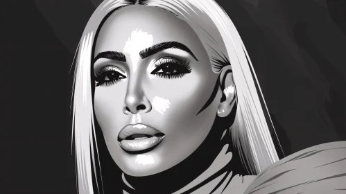 Kim Kardashian in Monochrome Digital Glamour