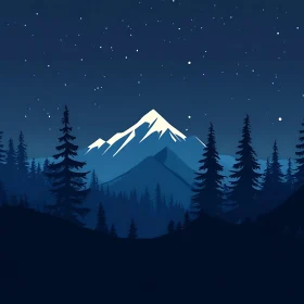 Starry Mountain Night Scene