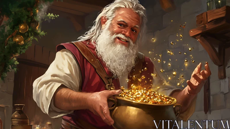 Santa Claus and the Pot of Gold AI Image