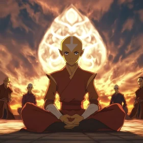 Spiritual Sunset Meditation Anime