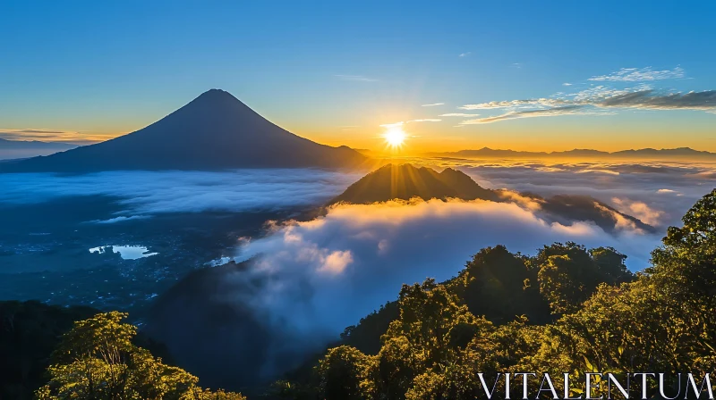 Serene Mountain Landscape at Dawn AI Image