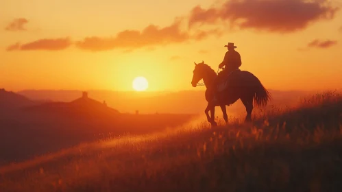 Tranquil Cowboy Sunset Scene