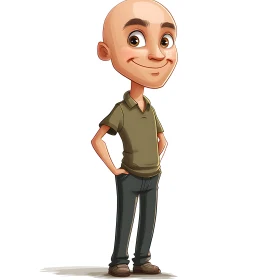 Smiling Bald Man Cartoon Illustration