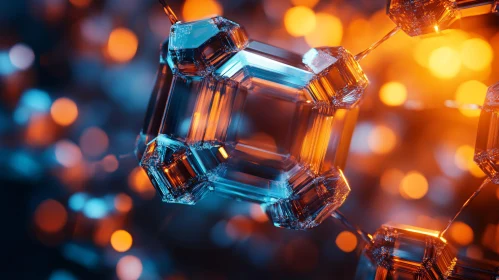 Glowing Crystal Structure with Geometric Design