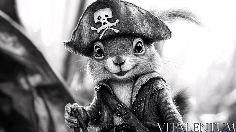 Monochrome Pirate Squirrel Character AI Image