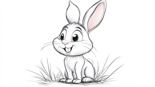 Pencil Drawing of Cute Bunny