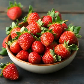 Ripe Strawberries in Ceramic Bowl