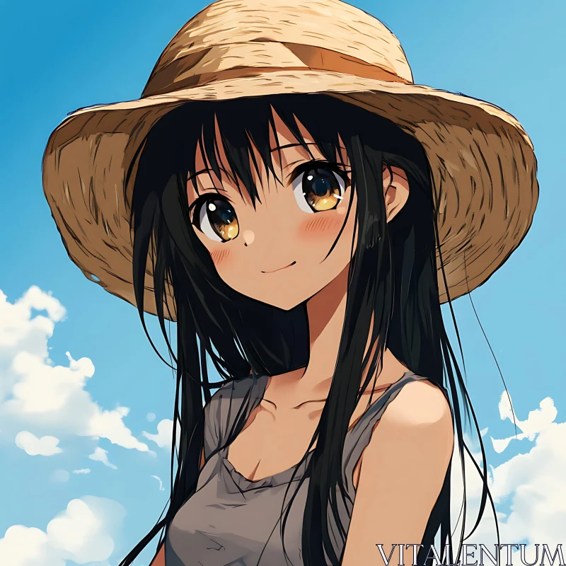 Anime Girl Smiling Outdoors AI Image