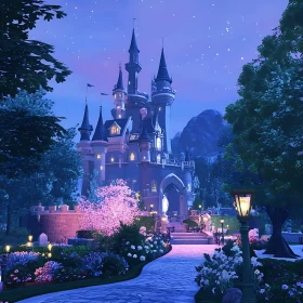 Fairy-Tale Castle Under a Starry Night