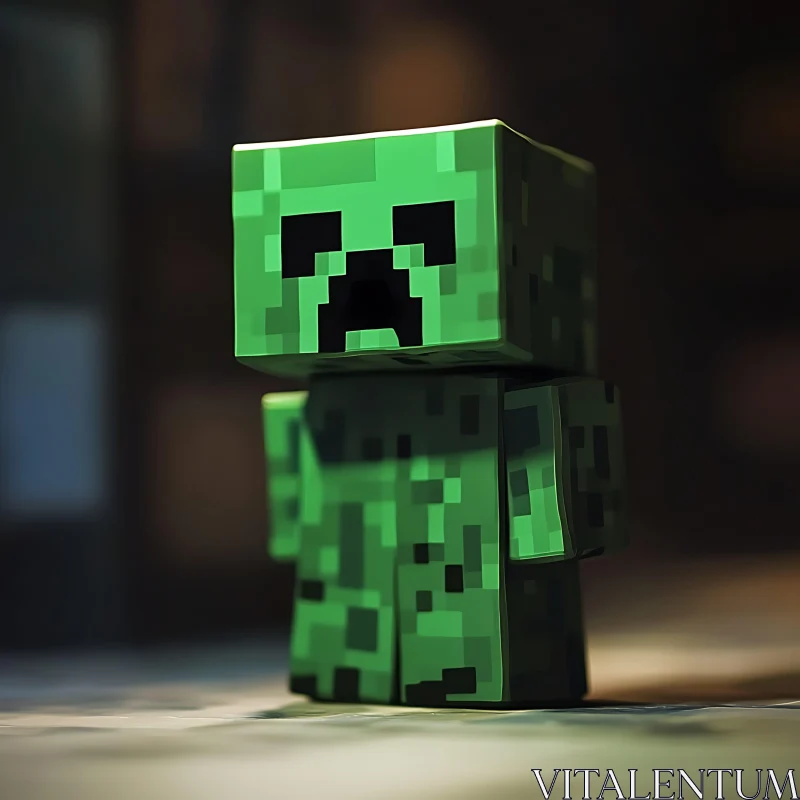 AI ART Green Pixelated Minecraft Creeper Character