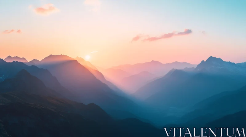 Peaceful Mountain Sunrise AI Image