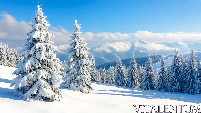 AI ART Winter Mountain Fir Trees