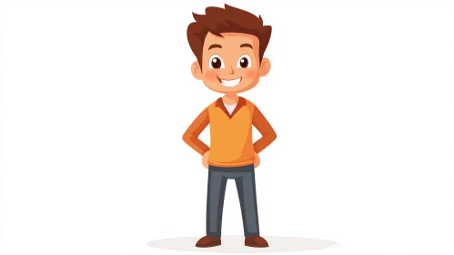 Cheerful Boy Cartoon Character