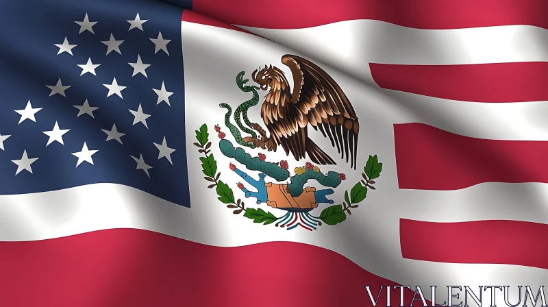 American and Mexican Flags Fusion AI Image