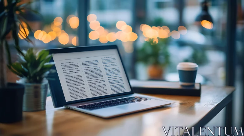 Laptop and Coffee Cup on Desk AI Image