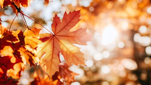 Autumn Maple Leaf Glowing in the Sun