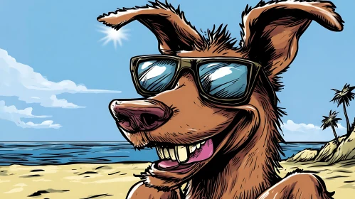 Playful Beach Day for Cartoon Dog