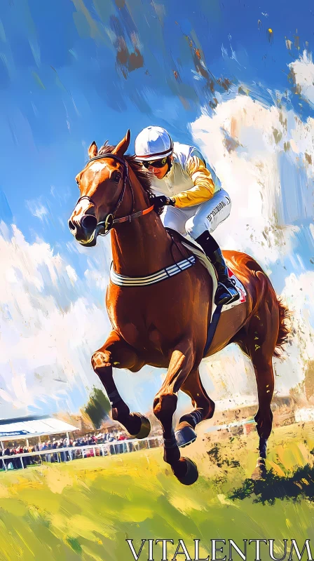 AI ART Dynamic Horse Racing Scene with Jockey