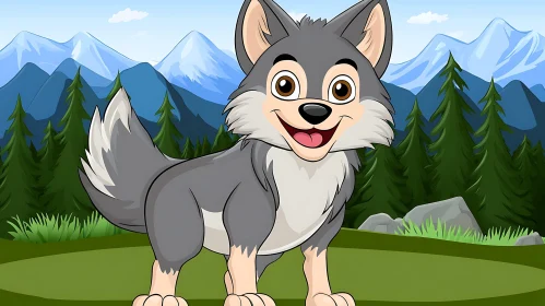 Smiling Wolf Cartoon Image