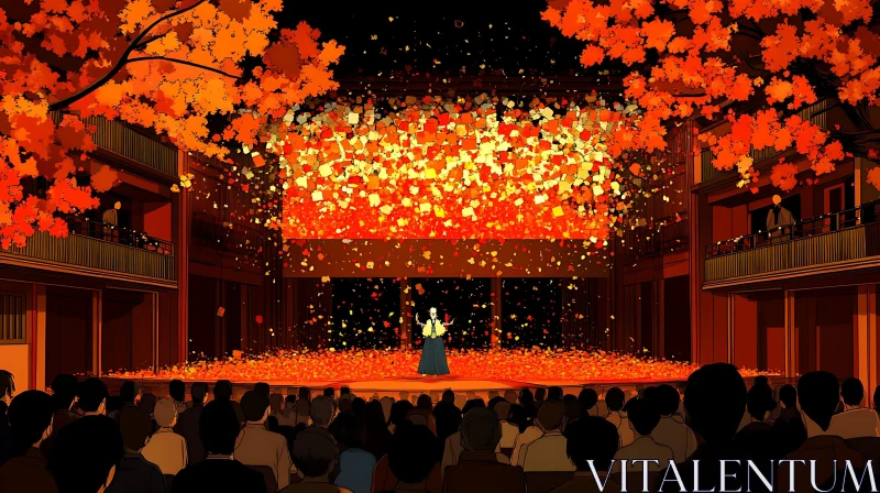 Theater Performance with Autumn Leaves AI Image