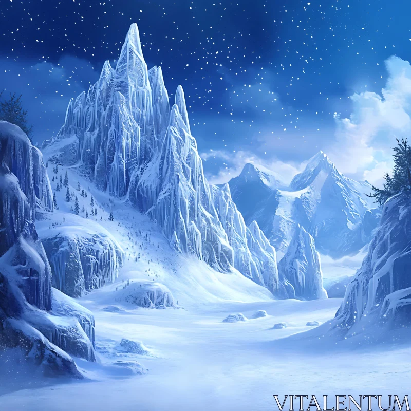 AI ART Frozen Peaks Winter Wonderland