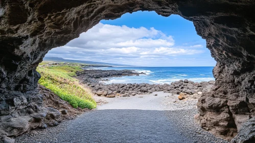 Breathtaking Ocean and Coastline Scenery from a Cave