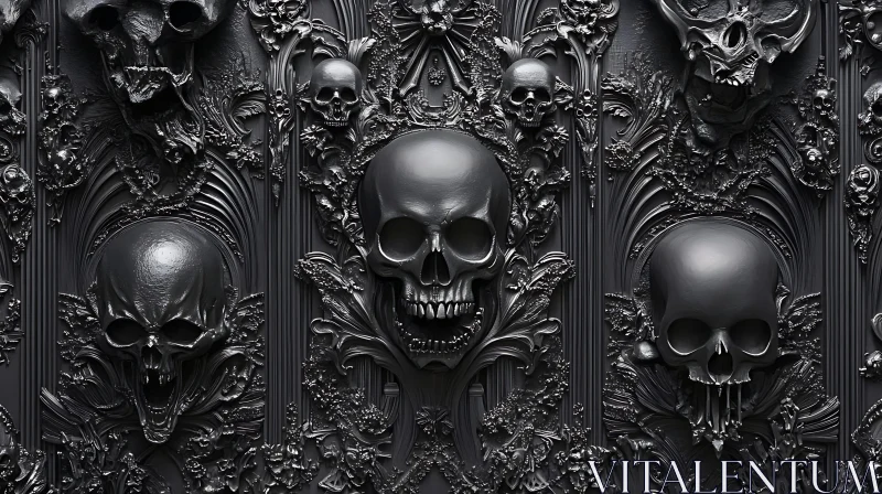 Gothic Skull Ornamental Art AI Image