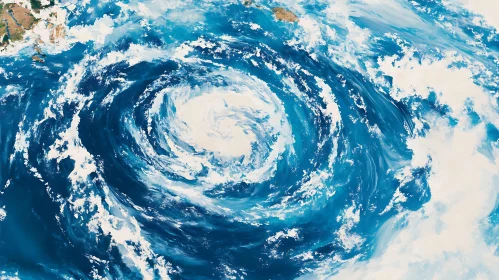 Blue and White Ocean Swirl