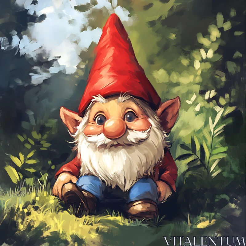 AI ART Forest Gnome with Red Hat