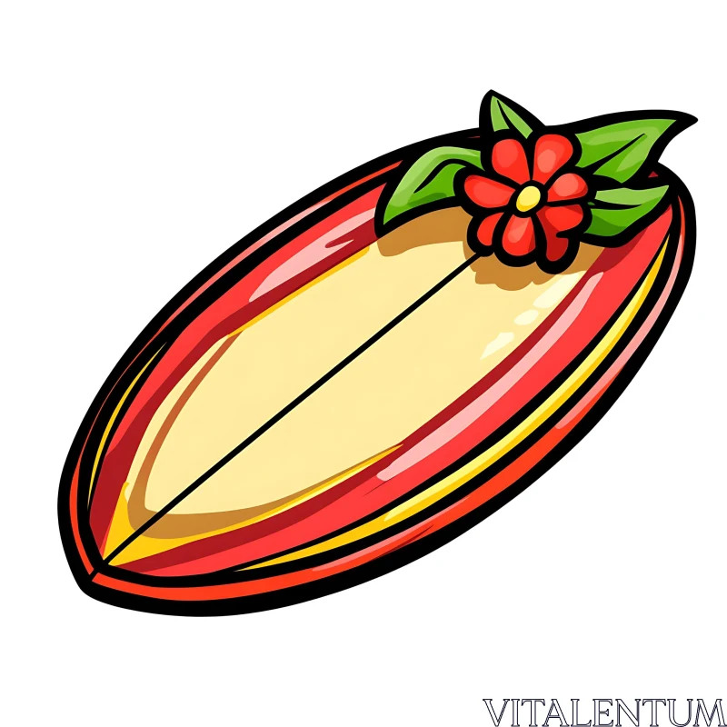 Stylized Surfboard with Floral Accent