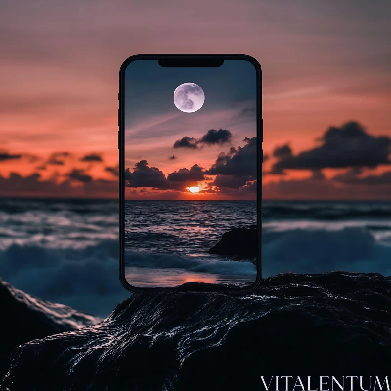 Sunset and Moonlit Sea on Mobile