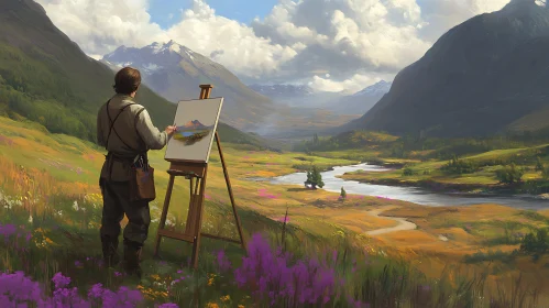 Landscape Painter at Work