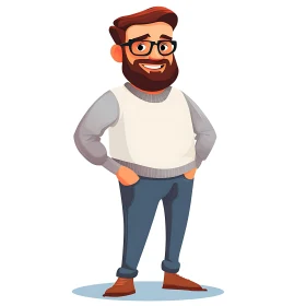 Cartoon Man with Glasses and Beard