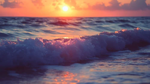 Coastal Sunset Wave Scene Photography