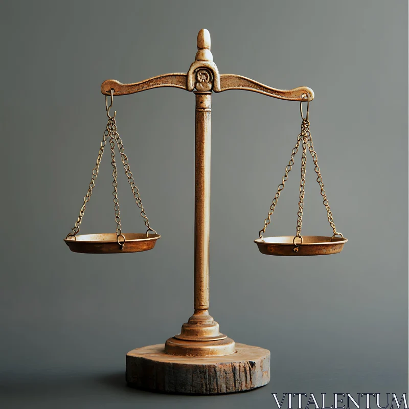 Golden Balance Scales on Gray Background