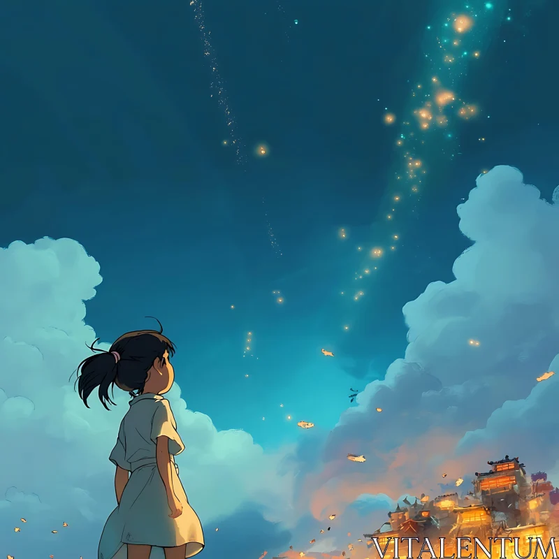 Magical Night Sky in Anime Art