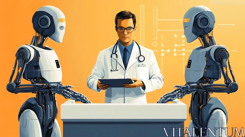 Doctor with Robot Medical Assistants