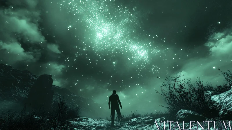 Night Watcher: Silhouette Under Starry Skies