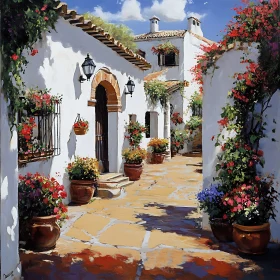 Floral Adorned Mediterranean Street
