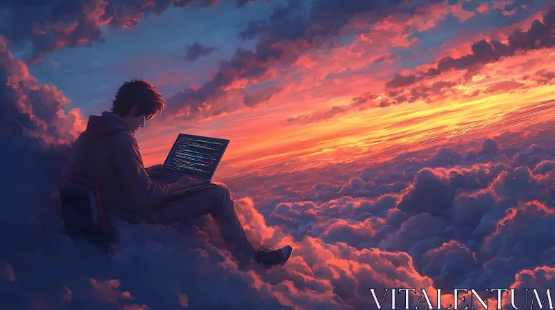 AI ART Surreal Cloud Coding at Sunset