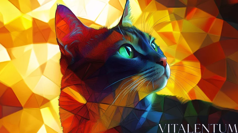 Colorful Abstract Cat in Geometric Patterns