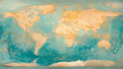 Antique Style World Map Painting
