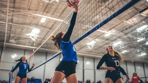 Athlete spiking volleyball