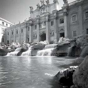 Monochrome Trevi Fountain Image