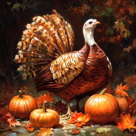 Thanksgiving Turkey with Pumpkins