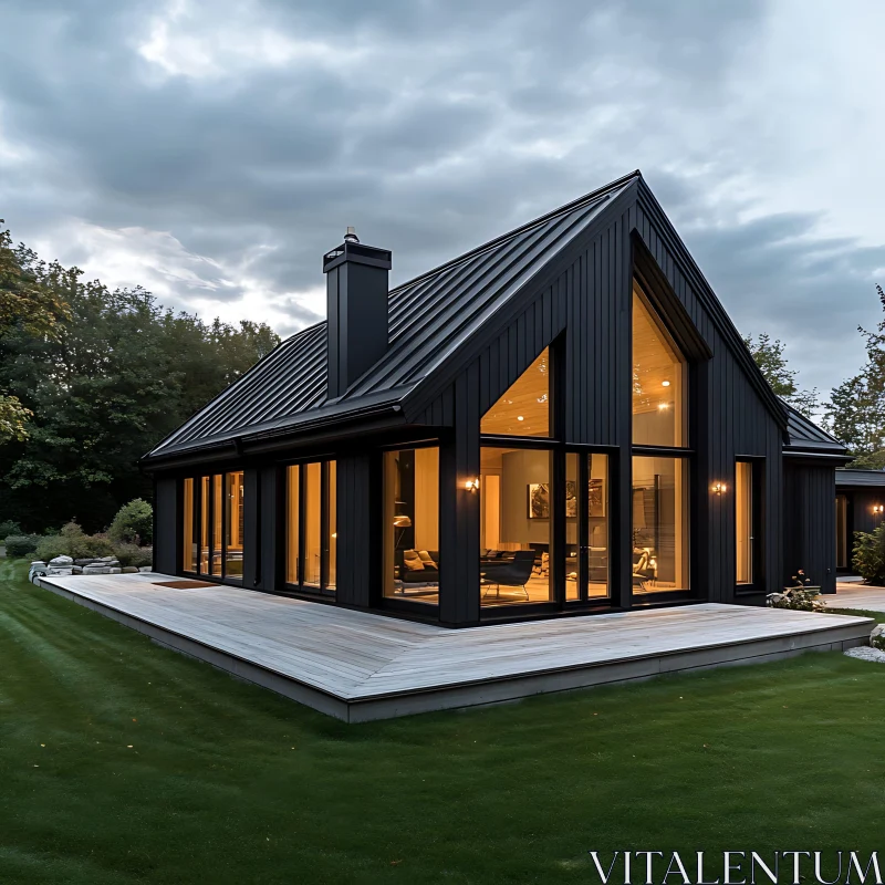 Contemporary House with Illuminated Interior and Sleek Design