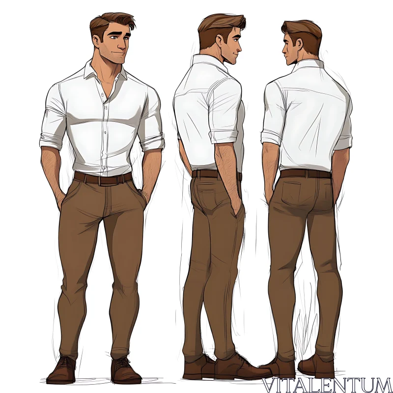 Man Posing in Fashionable Outfit