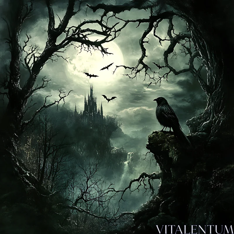 Raven's Night Watch Over the Dark Castle