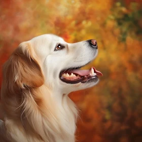 Golden Retriever Dog Profile in Fall Colors