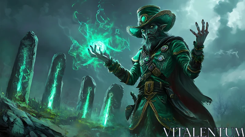 Enchanting Leprechaun with Magical Stone Circle AI Image